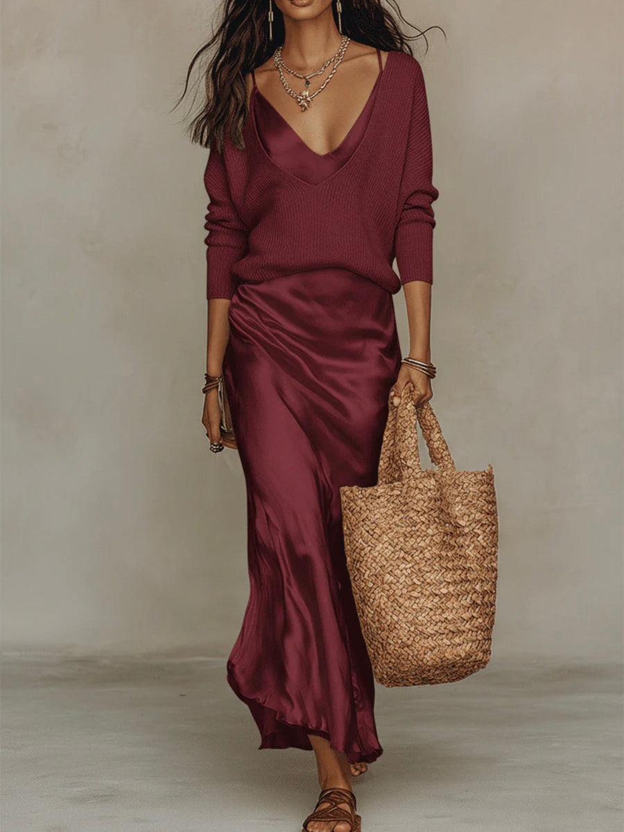 Isolde™ Knit & Satin Ensemble