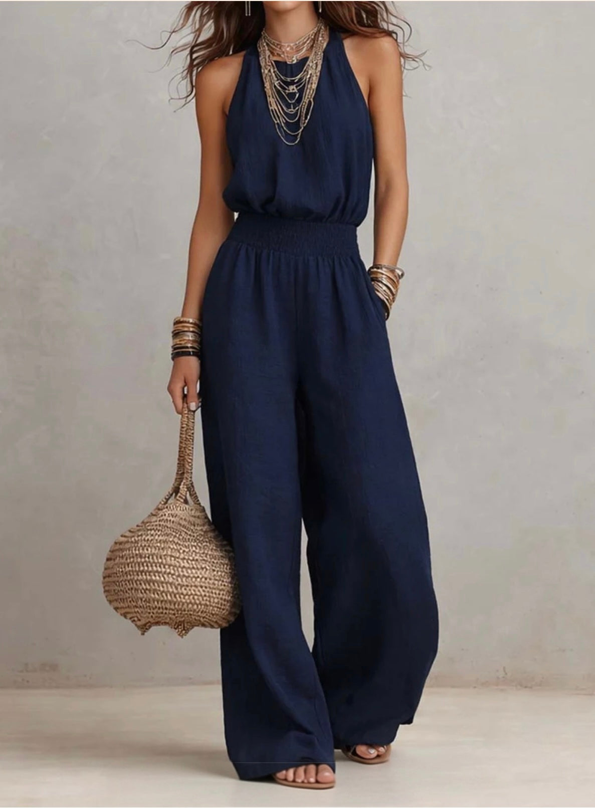 VALERIA | Halter Neck Wide-Leg Jumpsuit