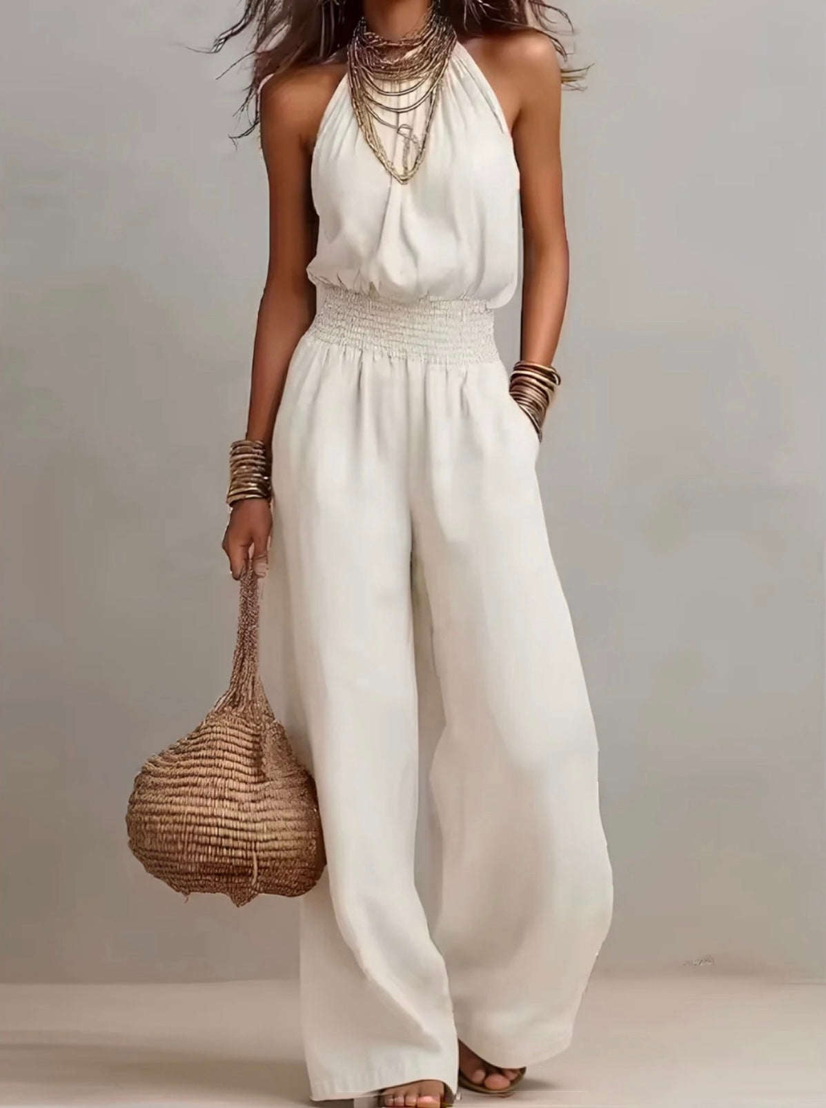 VALERIA | Halter Neck Wide-Leg Jumpsuit