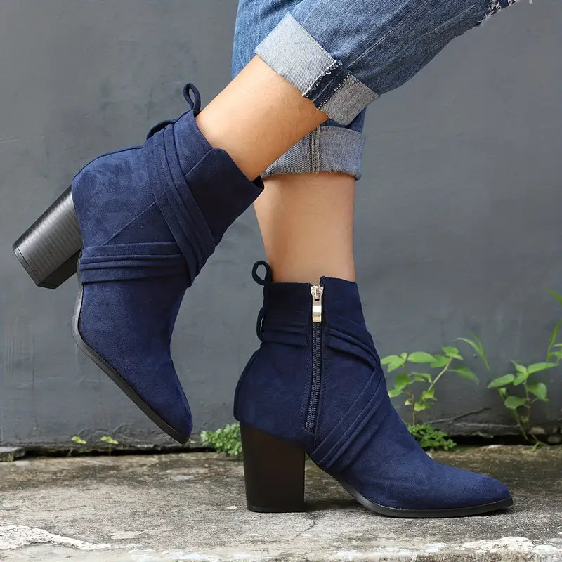 CALANTHA™ | Side-Zip Chunky Heel Boot