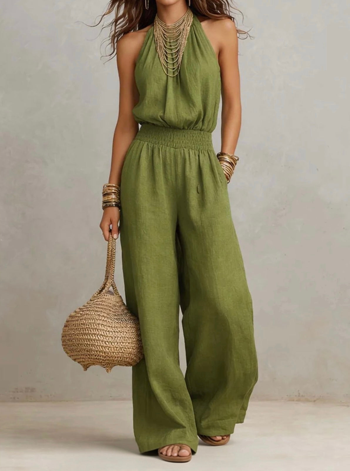 VALERIA | Halter Neck Wide-Leg Jumpsuit