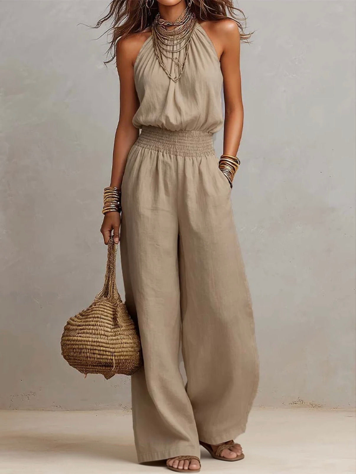 VALERIA | Halter Neck Wide-Leg Jumpsuit