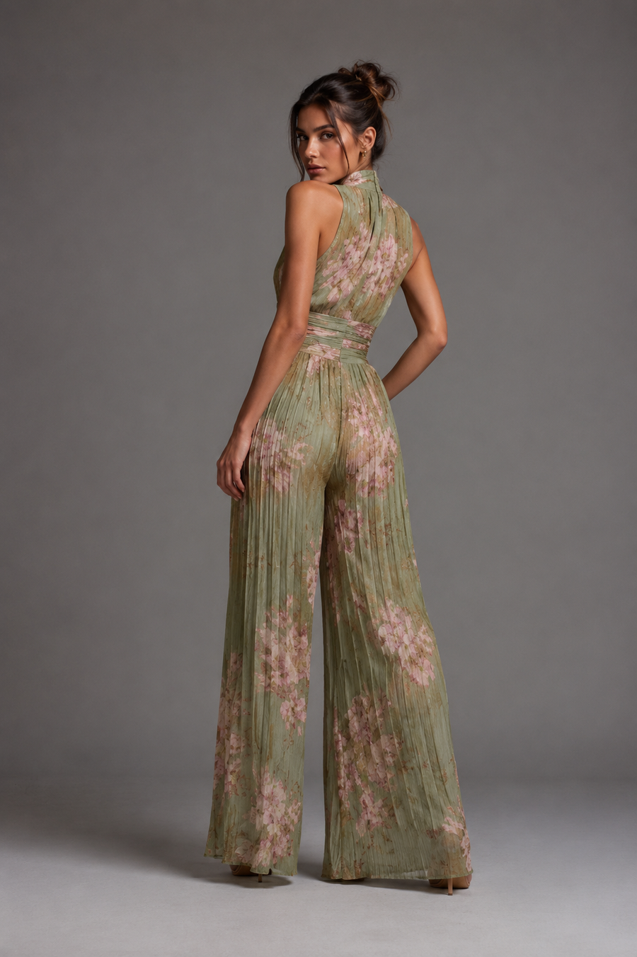 Elara™ Pleated Floral Chiffon Jumpsuit
