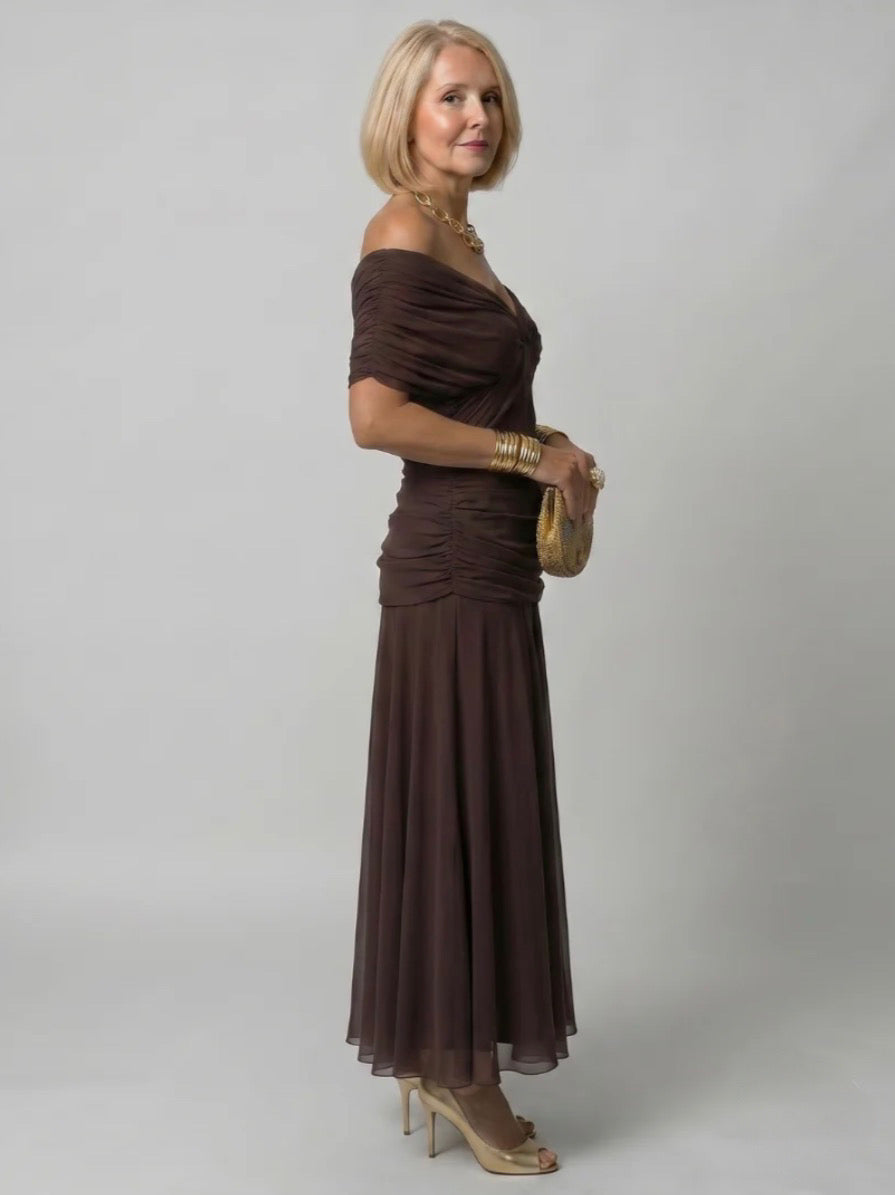 Calen | Off Shoulder Flow Midi Dress