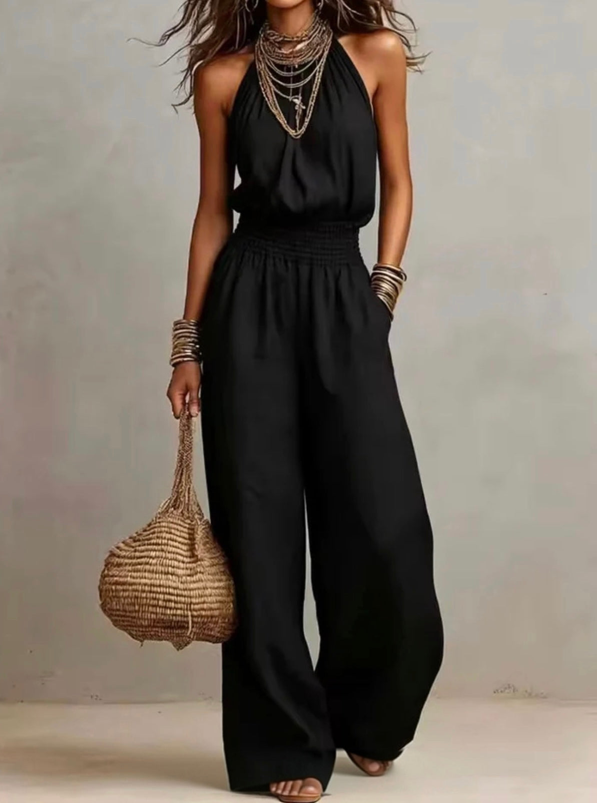 VALERIA | Halter Neck Wide-Leg Jumpsuit