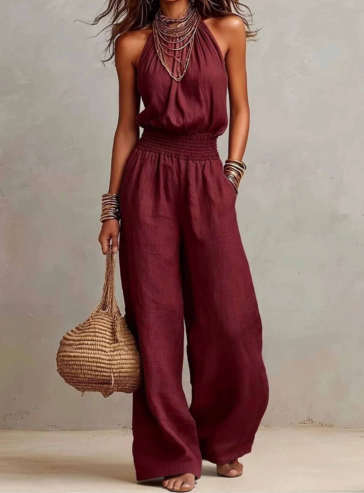 VALERIA | Halter Neck Wide-Leg Jumpsuit