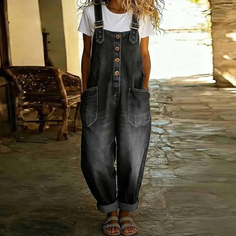 June - Vintage Soft Cotton Denim Overalls with Adjustable straps