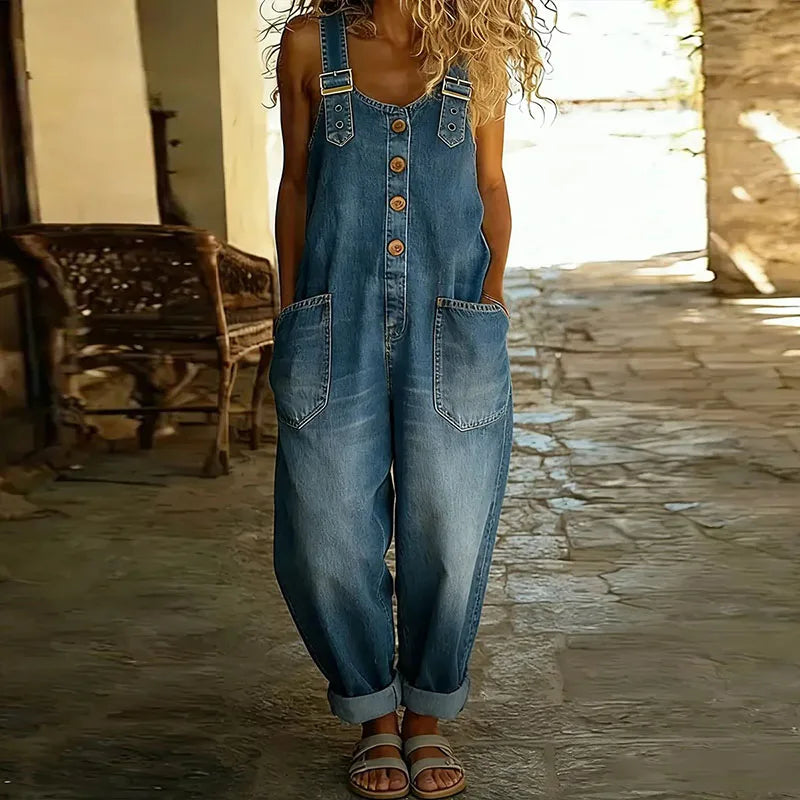 June - Vintage Soft Cotton Denim Overalls with Adjustable straps