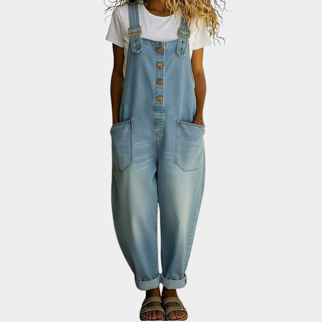 June - Vintage Soft Cotton Denim Overalls with Adjustable straps