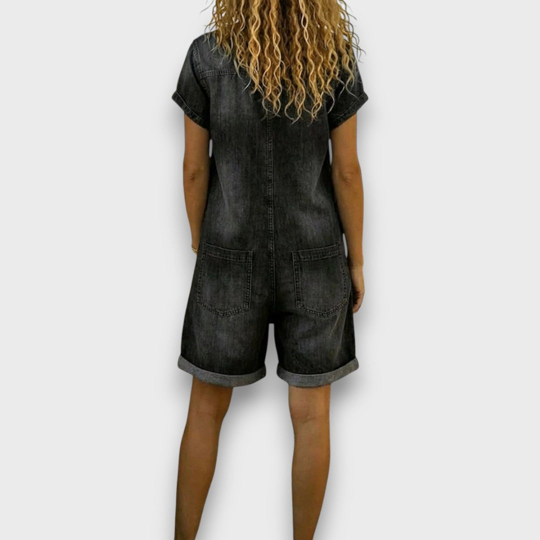 June - Vintage short Cotton Denim-Look Overalls