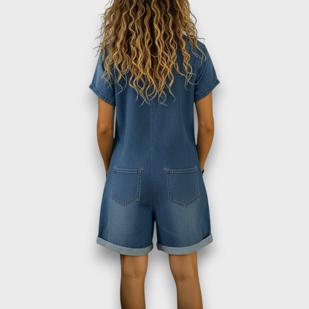 June - Vintage short Cotton Denim-Look Overalls