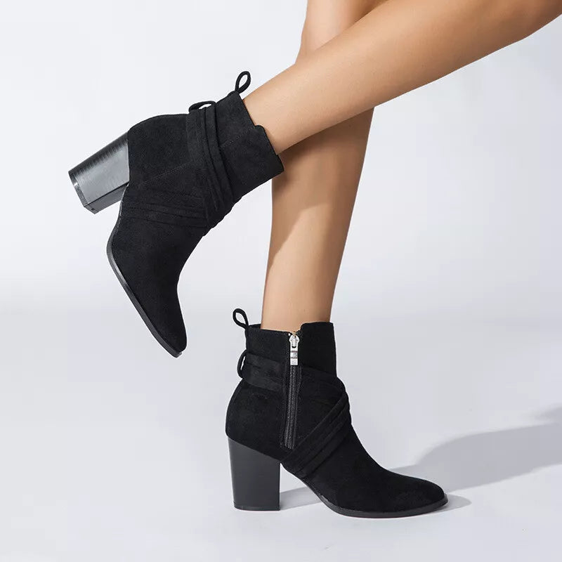 CALANTHA™ | Side-Zip Chunky Heel Boot